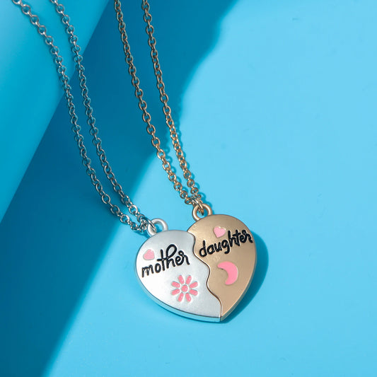 Magnetic Heart Necklace Set – Mother Daughter Sun & Moon Pendant | Eternal Love Gift