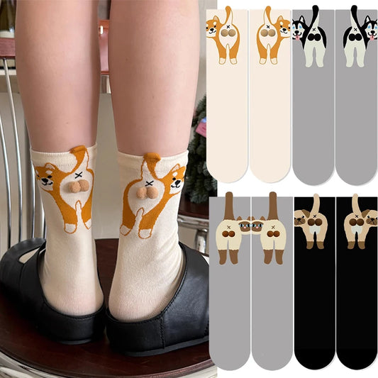 Kawaii Cat 3D Cotton Socks – Fun Novelty Socks for Women & Men