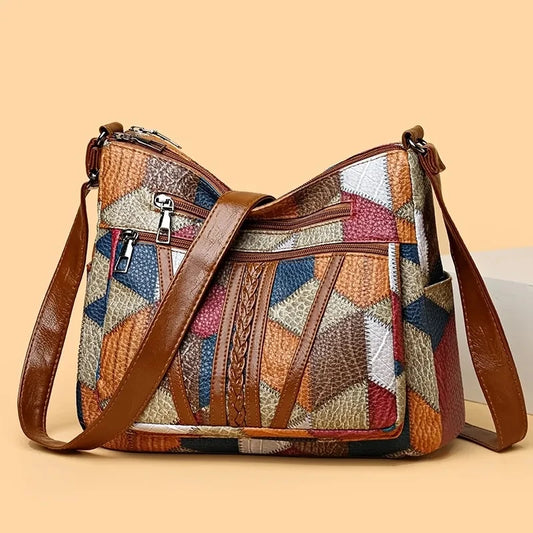 Vintage Crossbody Bag - Multi-Pocket Retro Shoulder Bag for Women