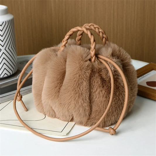 Pumpkin Plush Crossbody Bag - Cute Autumn Winter Tote Shoulder Bag