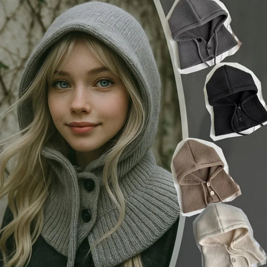 Winter Hooded Scarf Balaclava - Warm Knit Neck Gaiter for Women & Men
